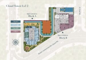 Spacious 2-bedroom apartment layout at Cloud Tower
