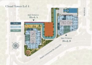 3-bedroom apartment layout in Cloud Tower Dubai