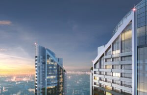 Exterior view of Cloud Tower by Tiger Properties in Jumeirah Village Triangle, Dubai