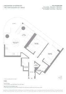 2-bedroom apartment floor plan in Solis by Sobha Realty Dubai
