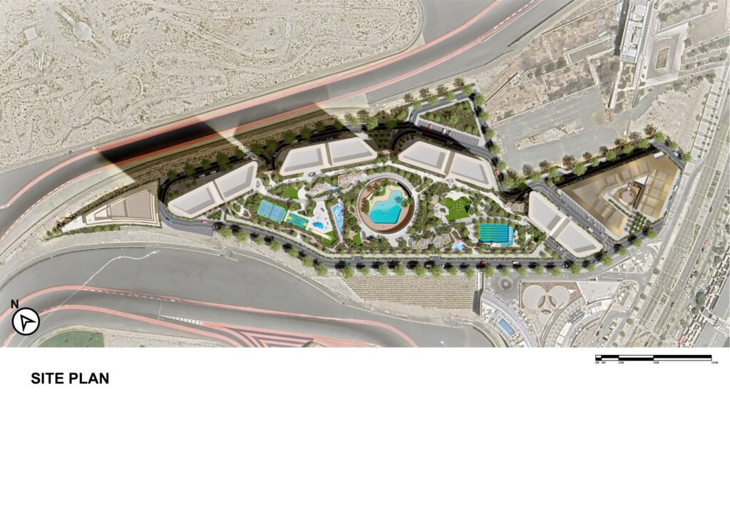 Master plan of Solis by Sobha Realty in Motor City Dubai showing tower layout and community zones