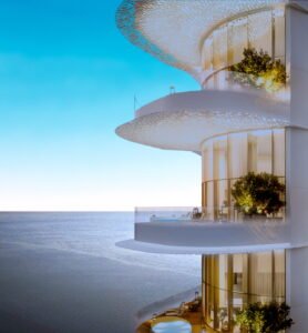 Bulgari Lighthouse tower on Jumeira Bay Island with luxury penthouses overlooking Arabian Gulf