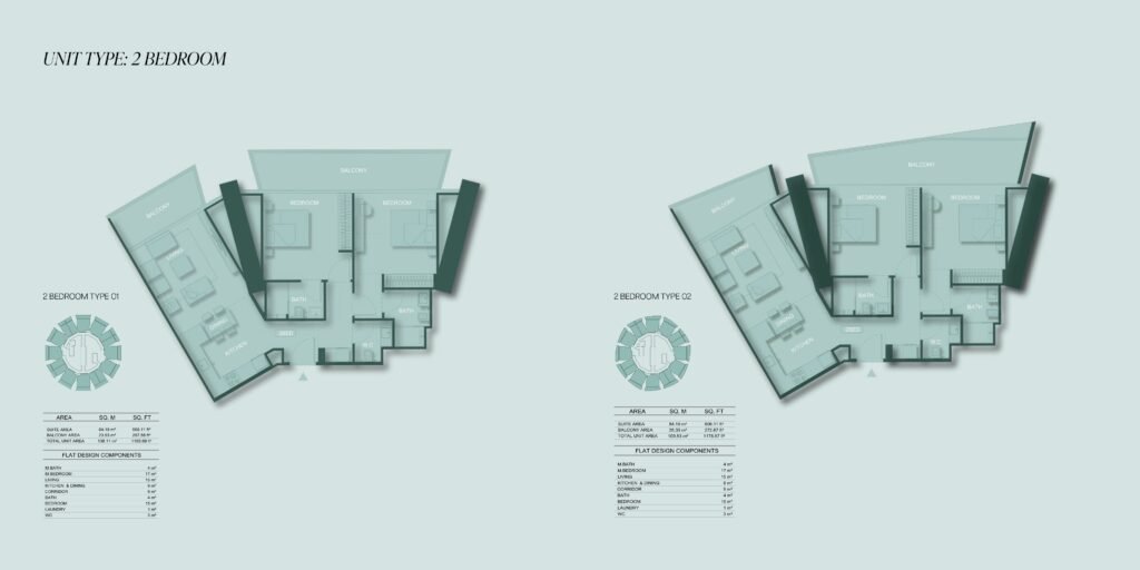 Binghatti circle 2 bedroom apartment design