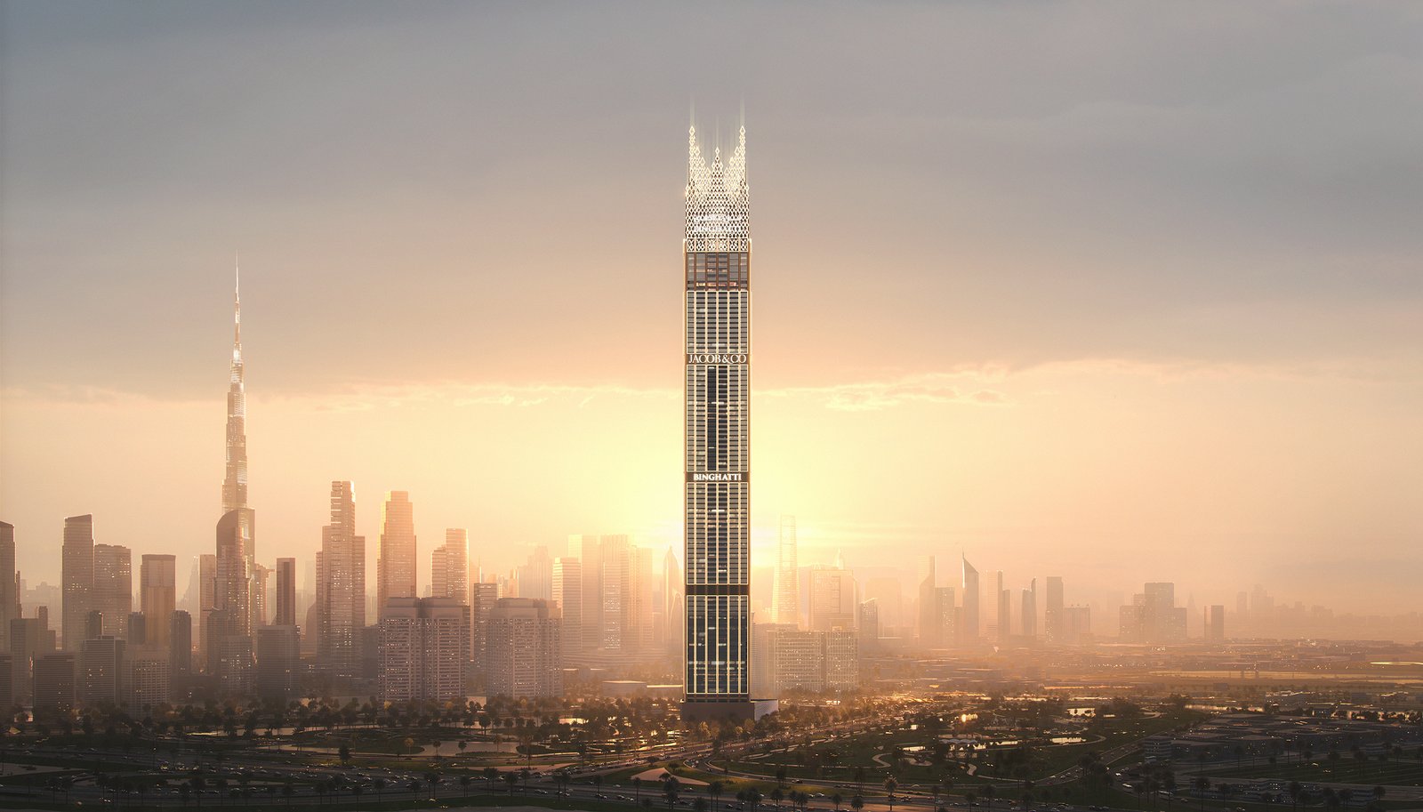 Modern off-plan property construction in Dubai skyline