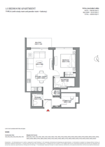 1.5 bedroom layout of 330 Riverside Crescent Sobha Hartland II