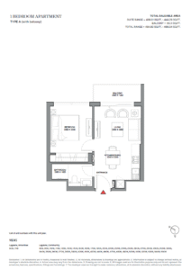 1 bedroom apartment layout plan in 340 Riverside Crescent Sobha Hartland II