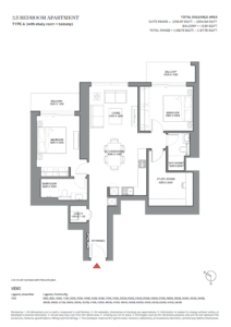 2.5 bedroom apartment layout plan in 340 Riverside Crescent Sobha Hartland II