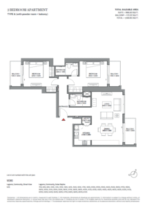 2 bedroom apartment layout in 350 Riverside Crescent Sobha Hartland II