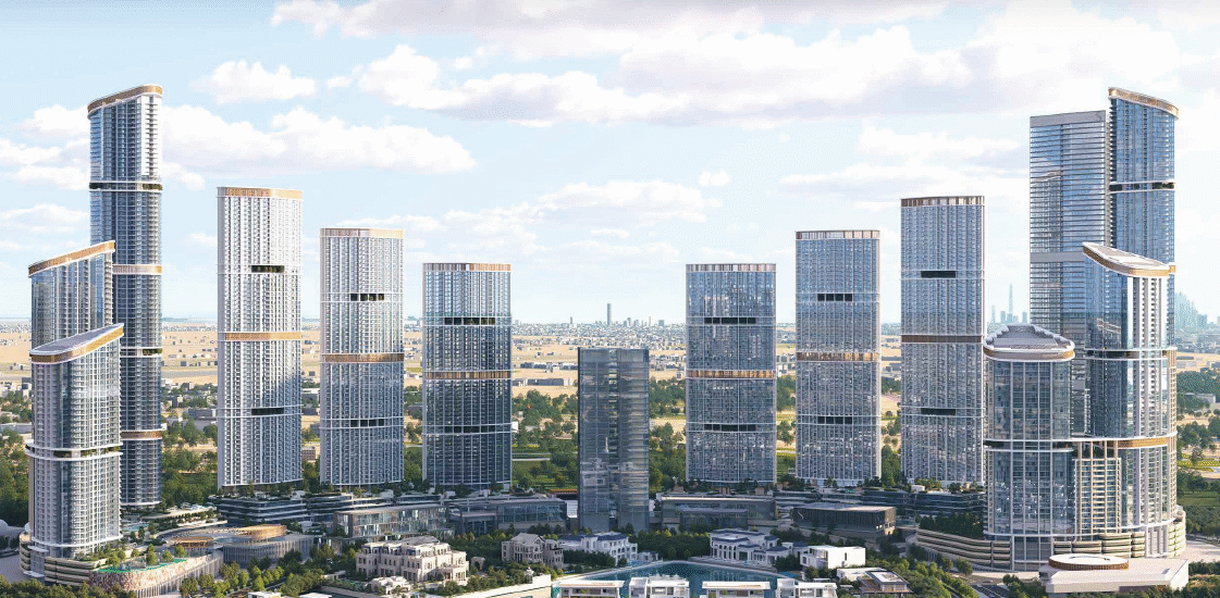 Skyscape Aura tower with panoramic skyline views and waterfront surroundings at Sobha Hartland II