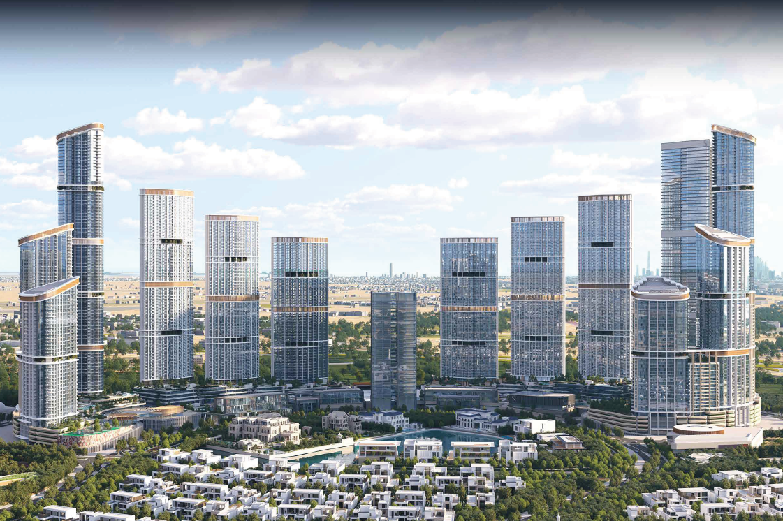 Skyscape Aura tower with panoramic skyline views and waterfront surroundings at Sobha Hartland II