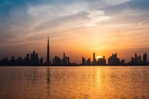 Dubai real estate market overview with city skyline and skyscrapers