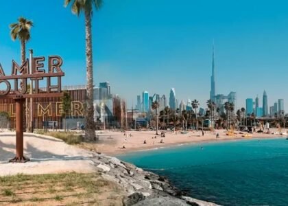 Aerial view of La Mer South beachfront plots with the most expensive land listed at Dh160M