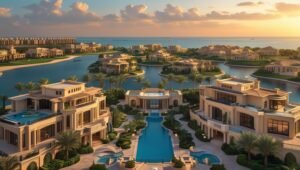 Aerial view of Palm Jumeirah’s most expensive villas in Dubai