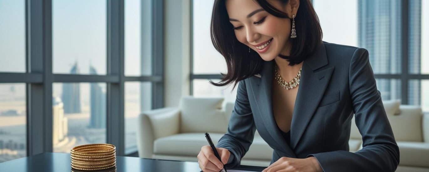 Woman investing in studio apartment in Dubai after selling gold bangles
