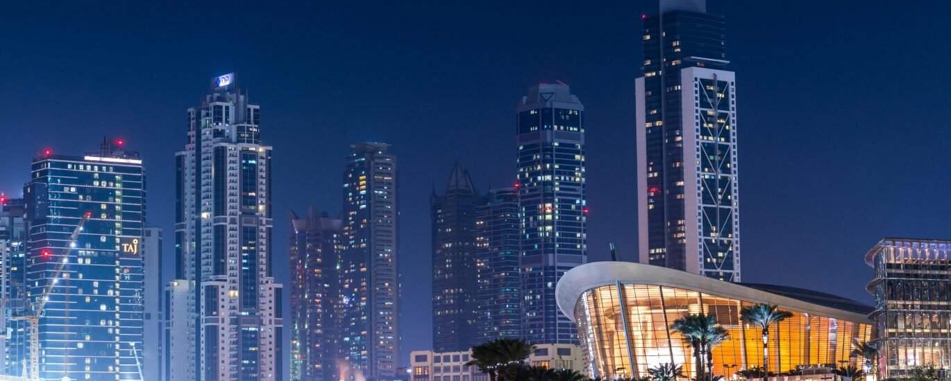Dubai skyline showing multiple tall buildings including Burj Khalifa, symbolizing UAE's rise in skyscraper rankings