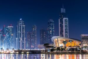 Dubai skyline showing multiple tall buildings including Burj Khalifa, symbolizing UAE's rise in skyscraper rankings