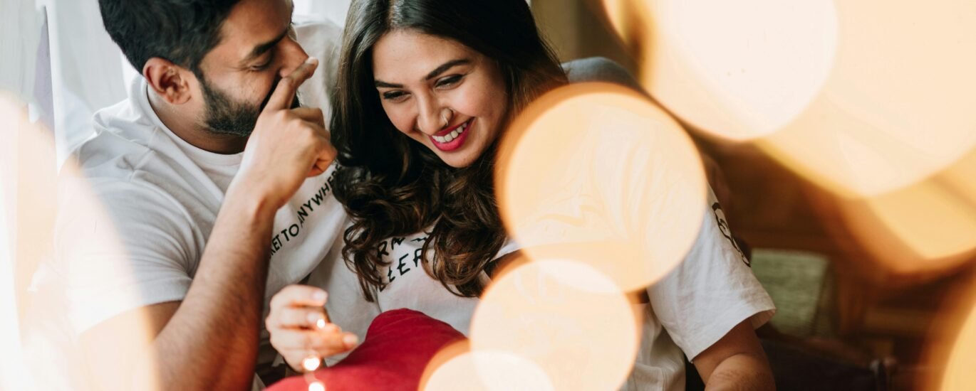 Young couple celebrating their first apartment purchase in Dubai
