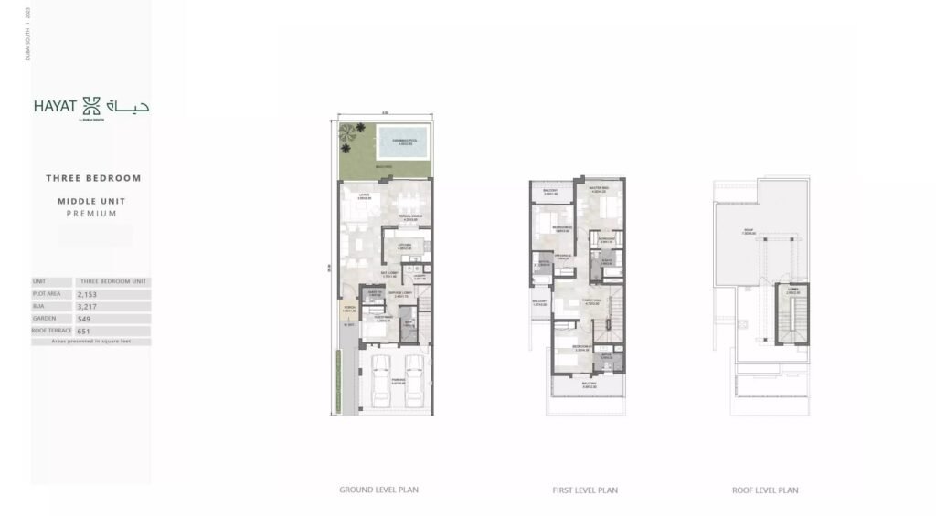 3 bedroom layout plan of hayat by dubai south