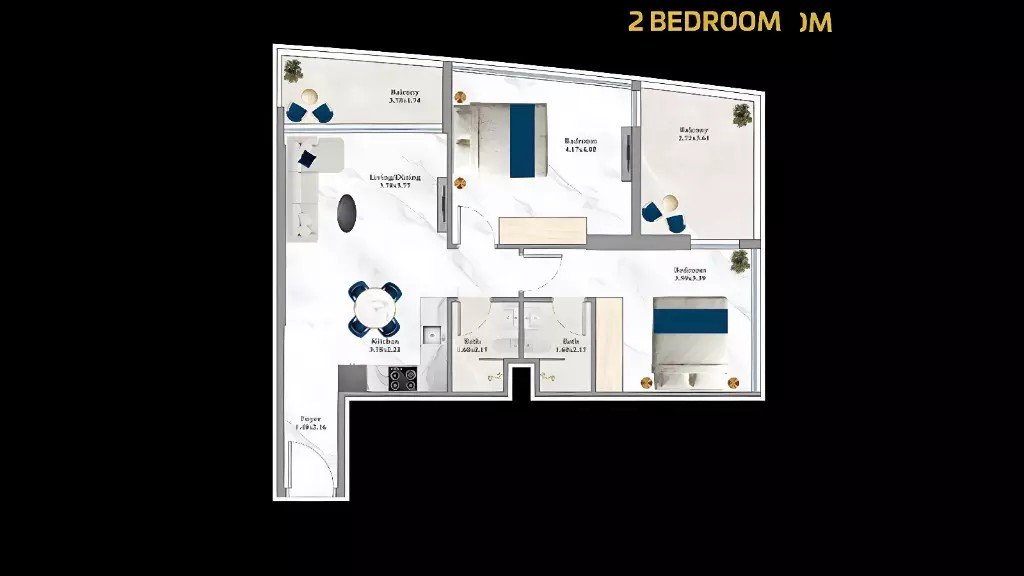 aspirz by danube 2 bedroom apartment layout