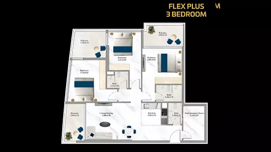 aspirz by danube 3 bedroom apartment layout