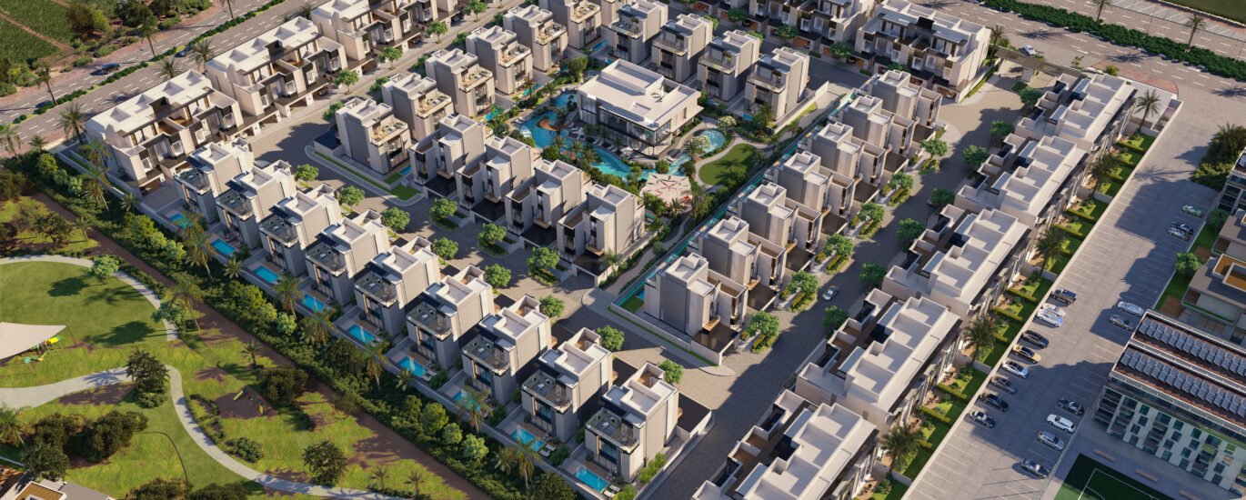 the watercrest by ellington properties dubai aerial view