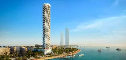 A 60-floor waterfront tower (BREEZ by Danube) in Dubai Maritime City with sea view