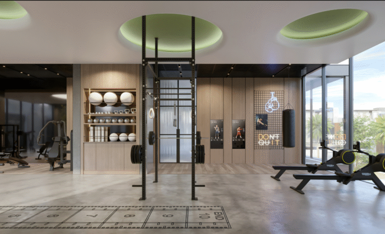 the watercrest by ellington properties dubai gym area