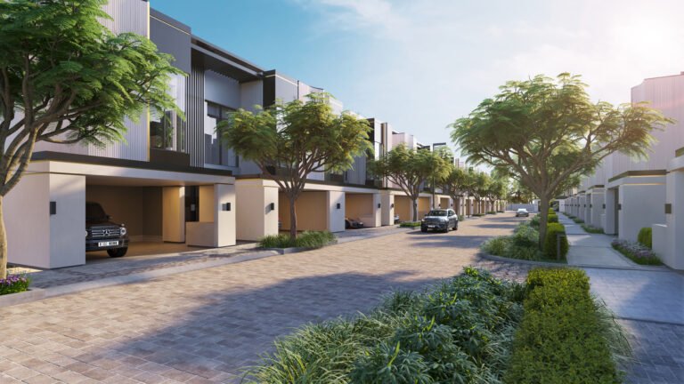 the watercrest by ellington properties dubai top floor 3 br villa styreet view